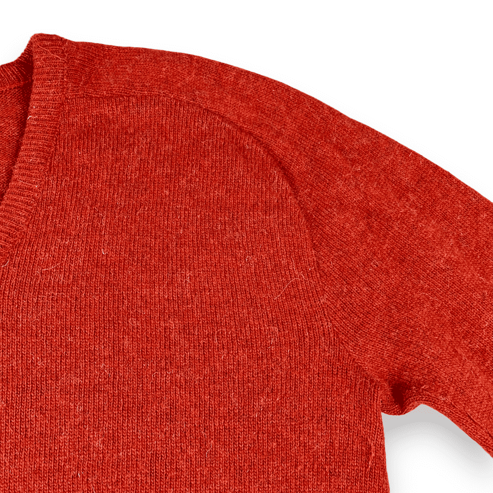 Vintage 70s Campus Studio One Burnt Orange V Neck Sweater MEDIUM