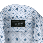 Vintage 80s JC Penney Blue Rose Pattern Button Down Shirt LARGE