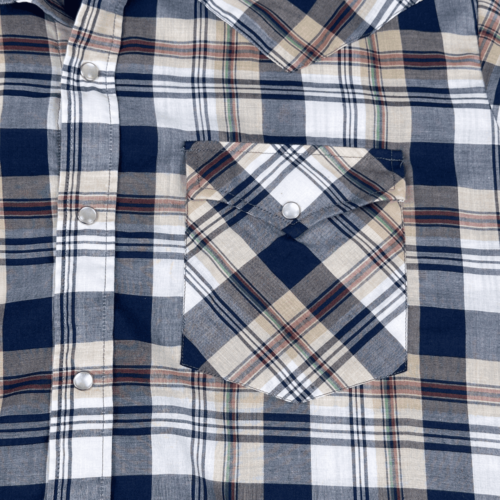 Vintage 80s Campus Plaid Pearl Snap Western Shirt LARGE