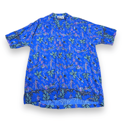 Vintage 90s Rainbow Jo Hula Girls Hawaiian Shirt LARGE