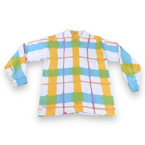 Vintage 80s Psychedelic Window Pane Dye Long Sleeve T-Shirt SMALL