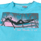 Vintage 80s Tropical Hammock Sunset Lady St Maarten T-Shirt MEDIUM