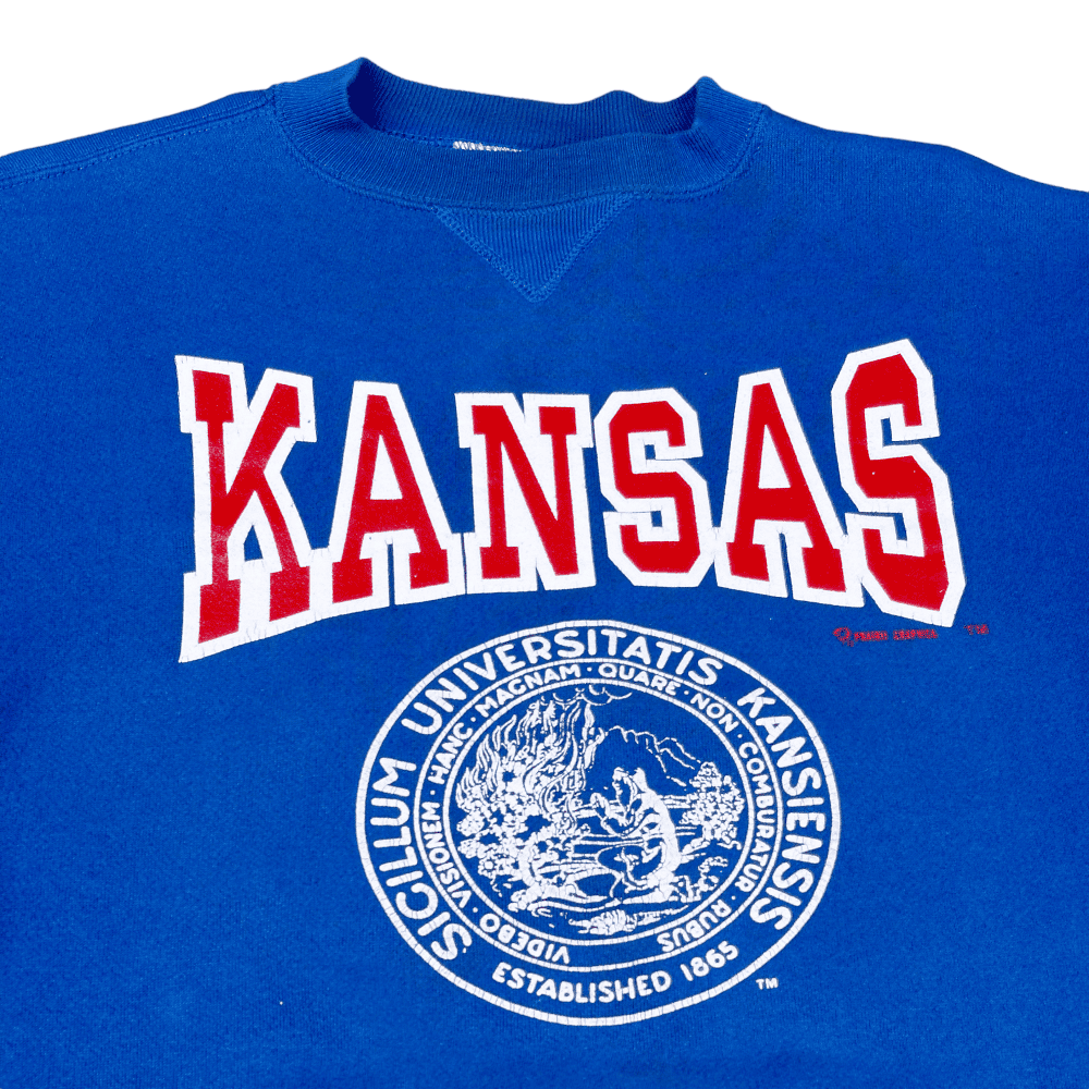 Vintage 80s University of Kansas Blue Sweatshirt LARGE