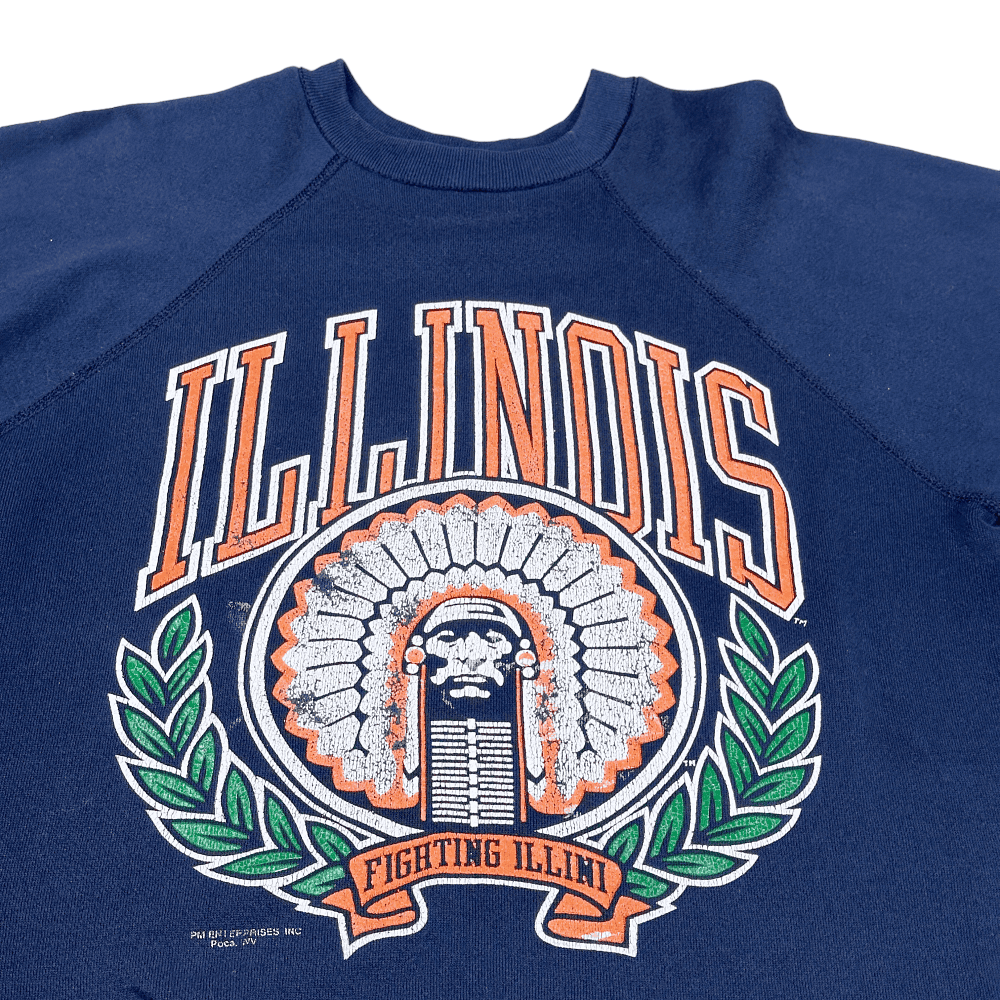 Vintage 80s University of Illinois Illini Raglan Sweatshirt SMALL