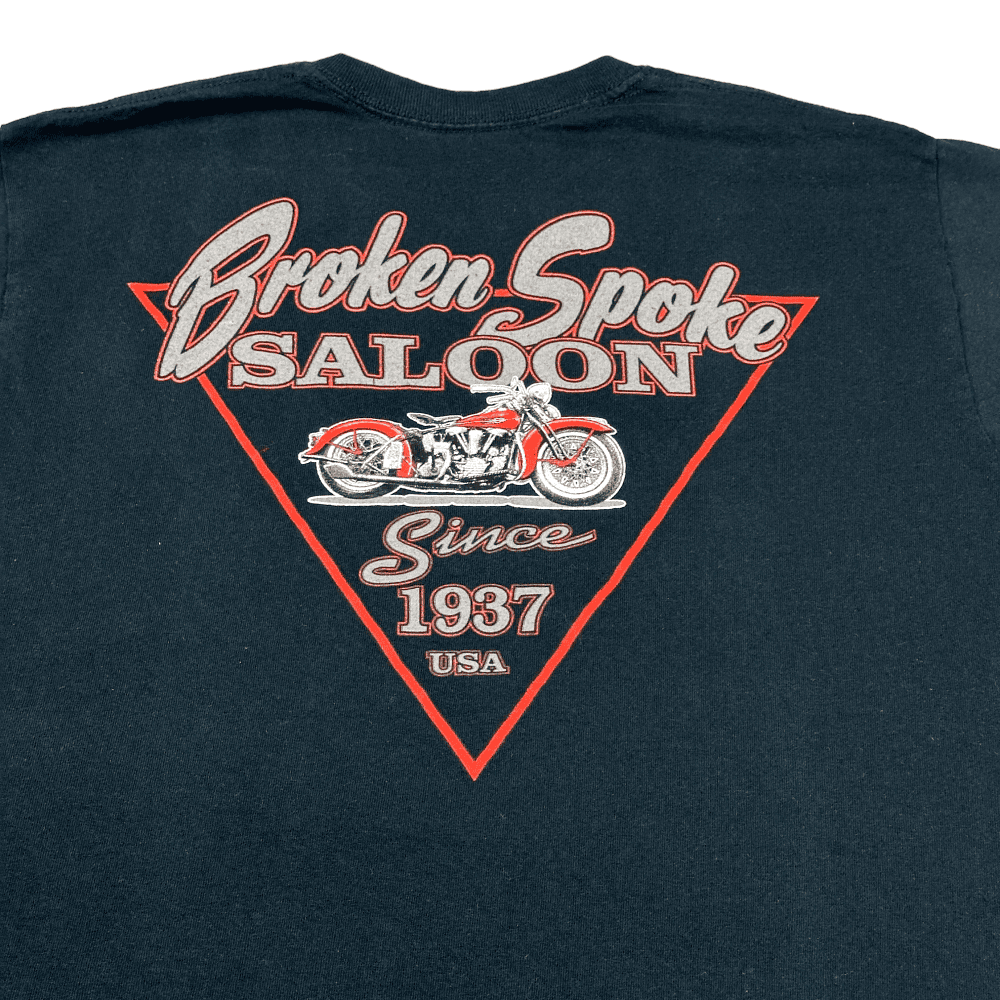Vintage 90s Broken Spoke Biker Saloon T-Shirt MEDIUM