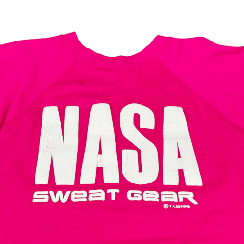 Vintage 80s Nasa Sweat Gear Hot Pink Raglan Sweatshirt EXTRA SMALL XS