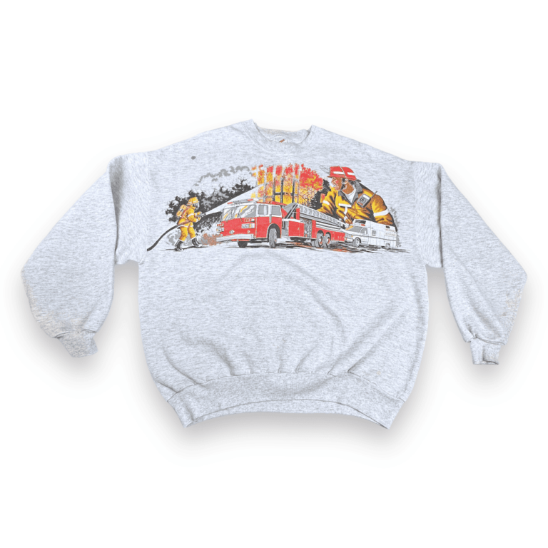 Vintage 80s Firefighters Fire Truck Blazing Inferno Sweatshirt XL