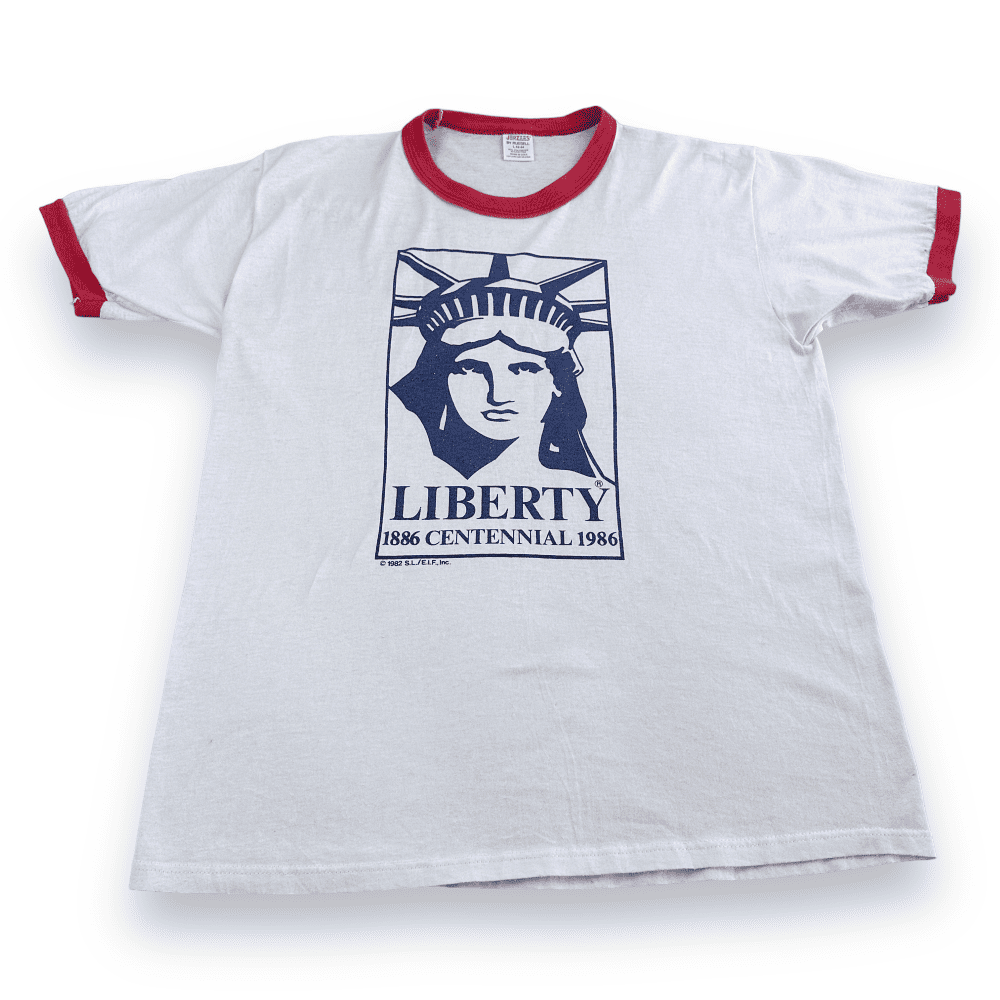 Vintage 80s Statue of Liberty Centennial Ringer T-Shirt MEDIUM-1 Vintage 80s Statue of Liberty Centennial Ringer T-Shirt MEDIUM