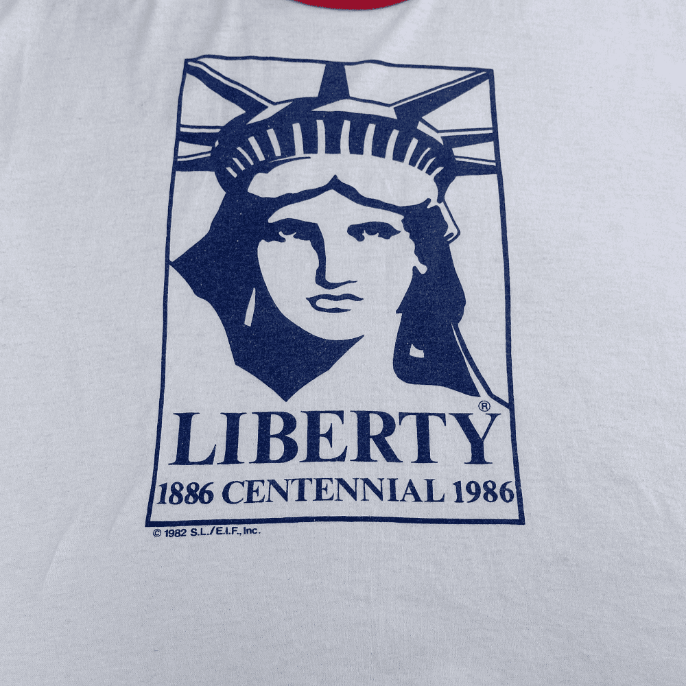 Vintage 80s Statue of Liberty Centennial Ringer T-Shirt MEDIUM-2 Vintage 80s Statue of Liberty Centennial Ringer T-Shirt MEDIUM