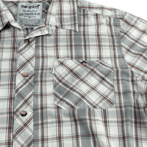 Retro Levis Tartan Plaid Long Sleeve Shirt LARGE