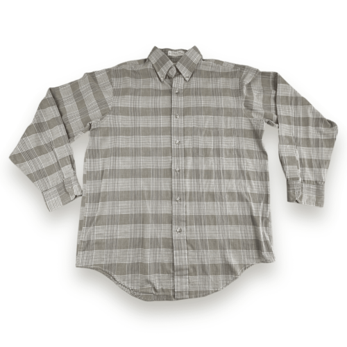 Vintage Plaid Dress Shirt 80s Arrow Tournament Long Sleeve Adult MEDIUM