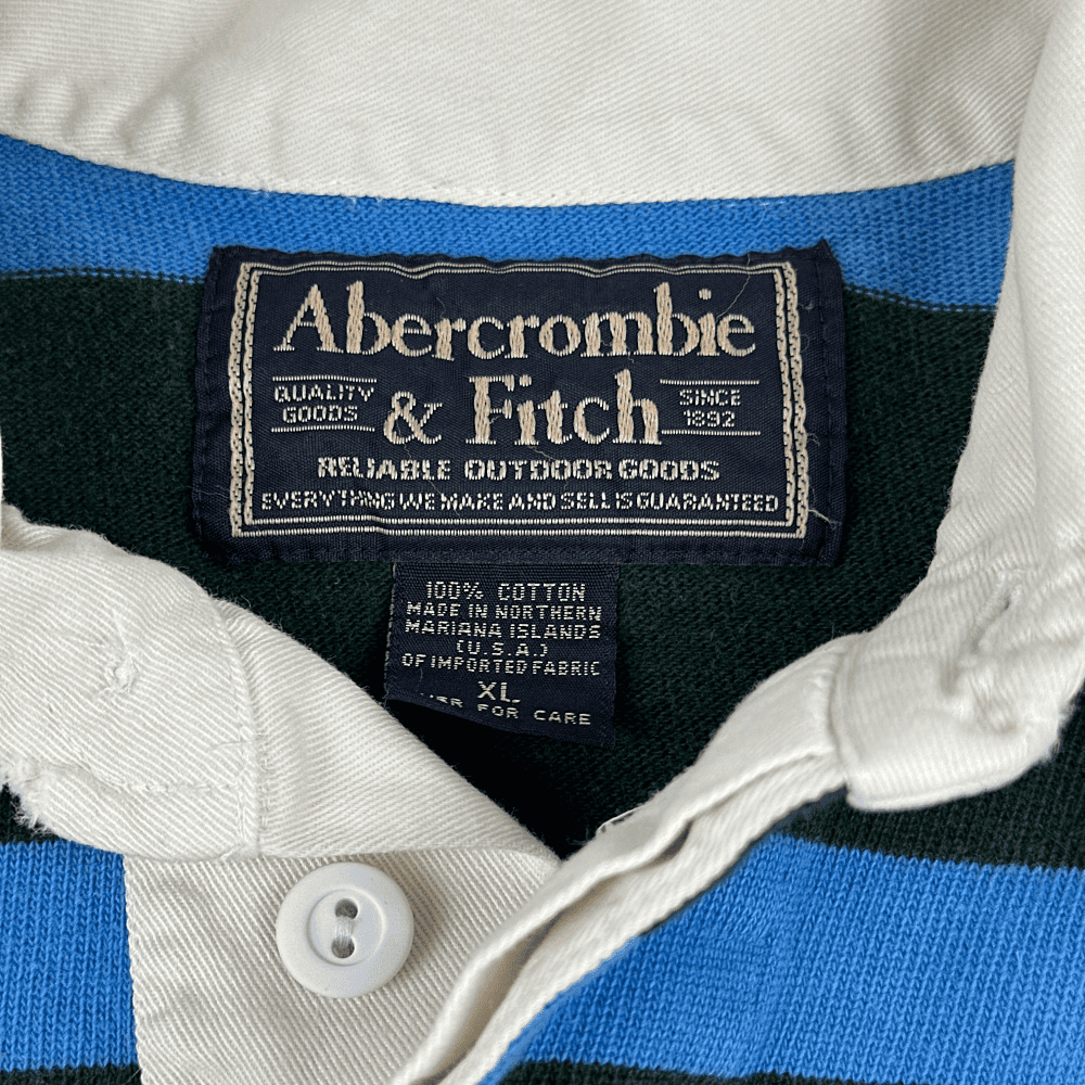 Vintage Abercrombie & Fitch Polo Shirt Rugby Stripe Adult LARGE
