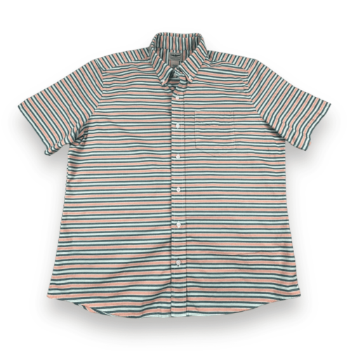 LL Bean Shirt Salmon Pastel Striped Adult LARGE