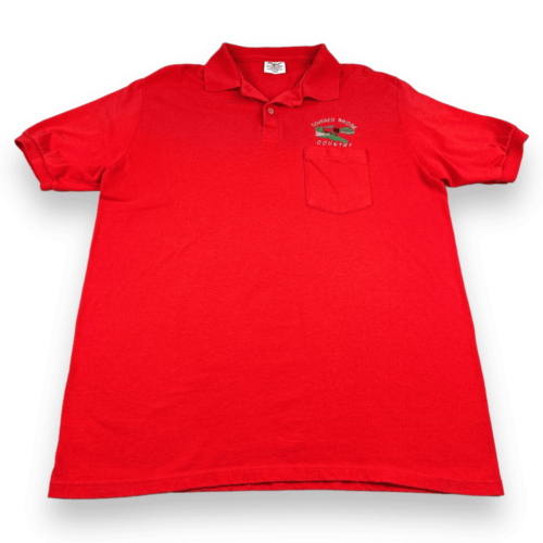 Vintage Covered Bridge Polo Shirt 90s Indiana Red Adult MEDIUM