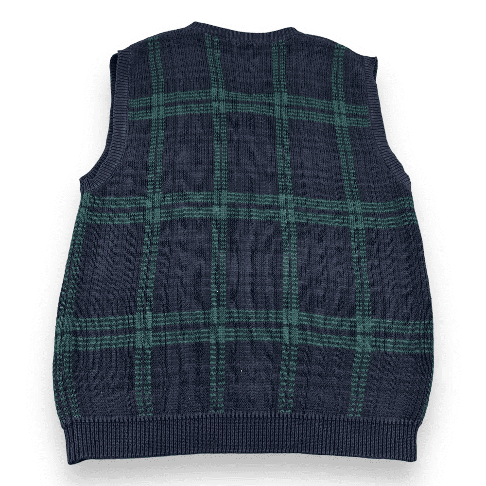 Vintage Gap Sweater Vest 90s Watchman Plaid Navy Blue Green Adult MEDIUM