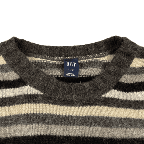 Gap Wool Sweater Striped Brown Gray Beige Black Adult LARGE
