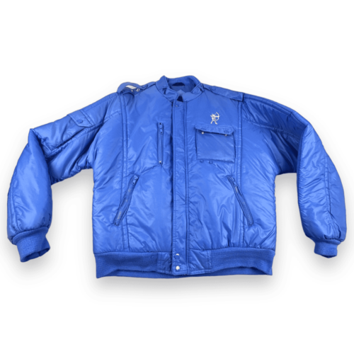 Vintage Upstream Racing Division Jacket 80s Blue Puffer Adult LARGE