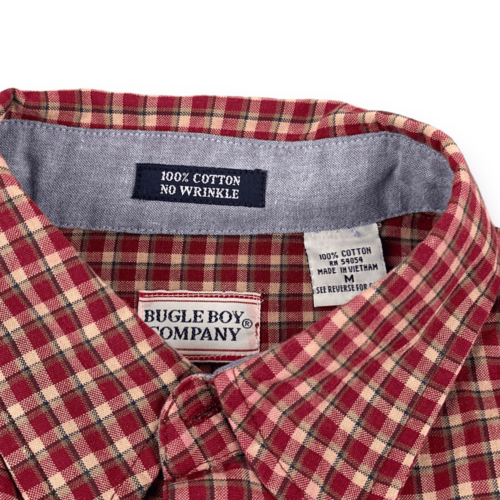 Vintage Bugle Boy Shirt 90s Red Plaid Adult MEDIUM