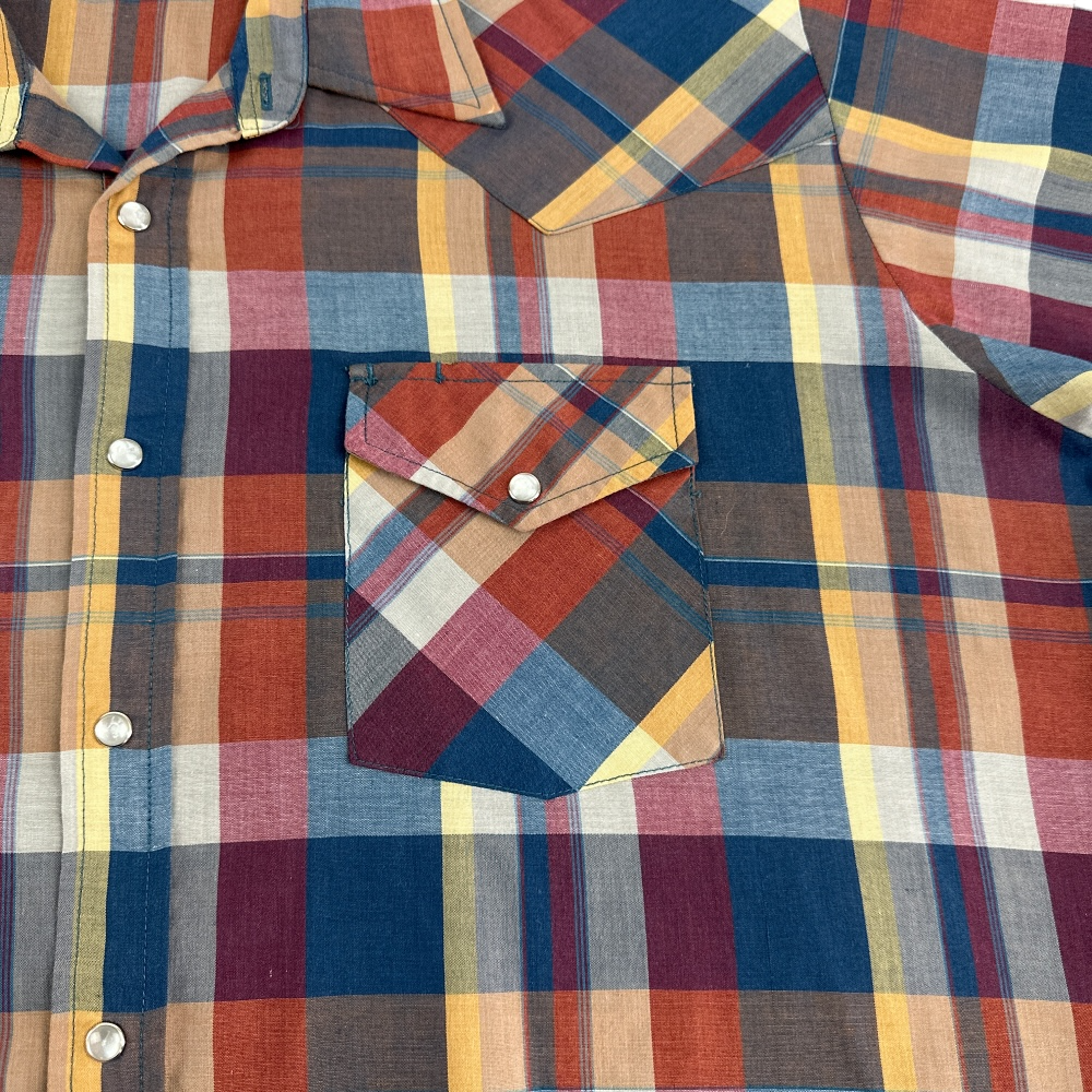 Vintage Ely Cattleman Western Shirt Rainbow Plaid Pearl Snap Adult EXTRA LARGE