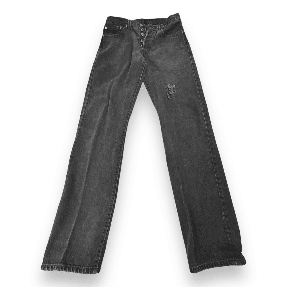 Vintage Levis Jeans 30x34 Black Straight 501 Button Fly 32x36