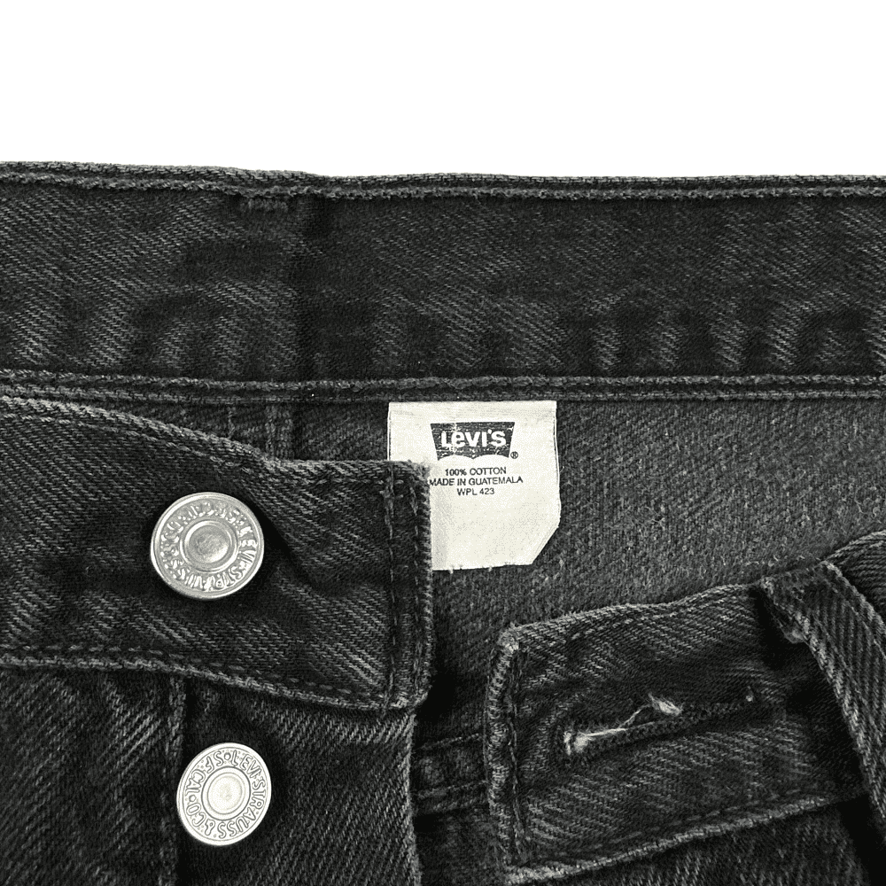 Vintage Levis Jeans 30x34 Black Straight 501 Button Fly 32x36