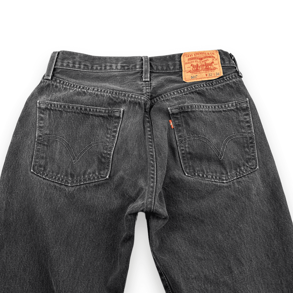Vintage Levis Jeans 30x34 Black Straight 501 Button Fly 32x36