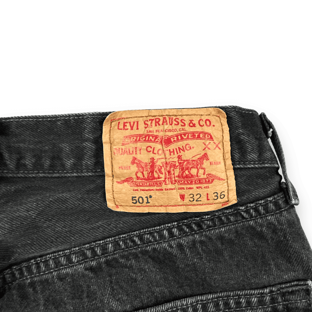 Vintage Levis Jeans 30x34 Black Straight 501 Button Fly 32x36
