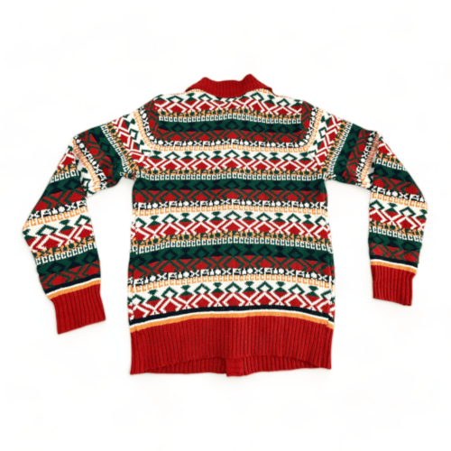 Vintage Cardigan Sweater 70s Fair Isle Aztec Adult SMALL