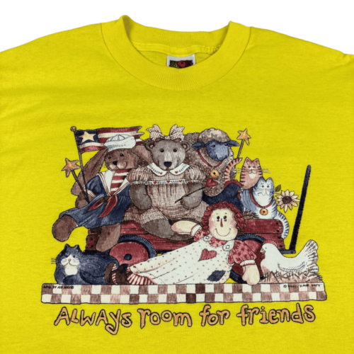 Vintage Animal Friends Shirt Y2K Yellow Adult SMALL