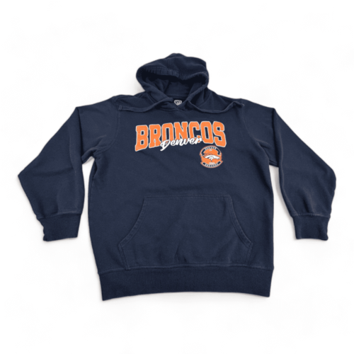 Denver Broncos Sweater Navy Blue Hoodie Pullover Adult LARGE
