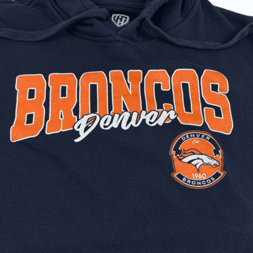 Denver Broncos Sweater Navy Blue Hoodie Pullover Adult LARGE