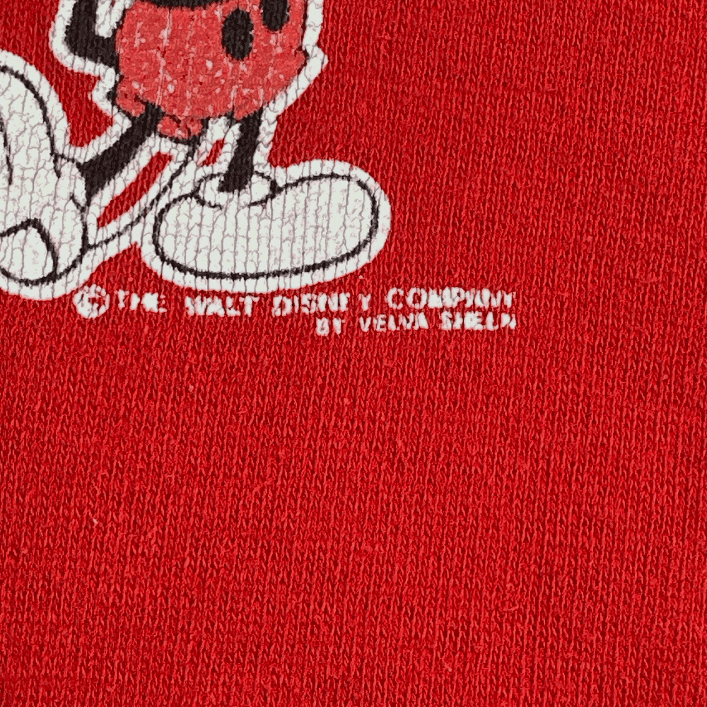Vintage Disney Sweater 80s Mickey Mouse Red Stripe Hoodie Adult MEDIUM