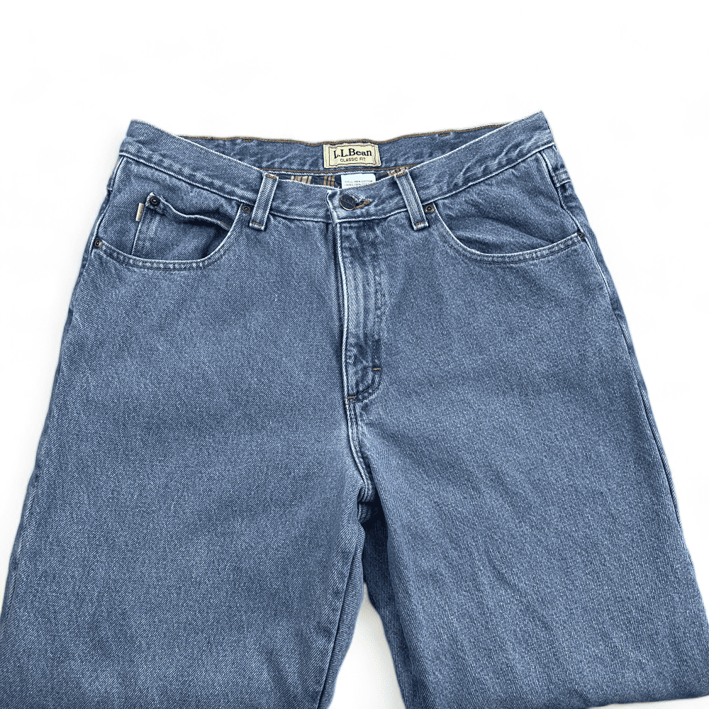Vintage LL Bean Jeans Blue Flannel Lined Light Wash Mens 32x30