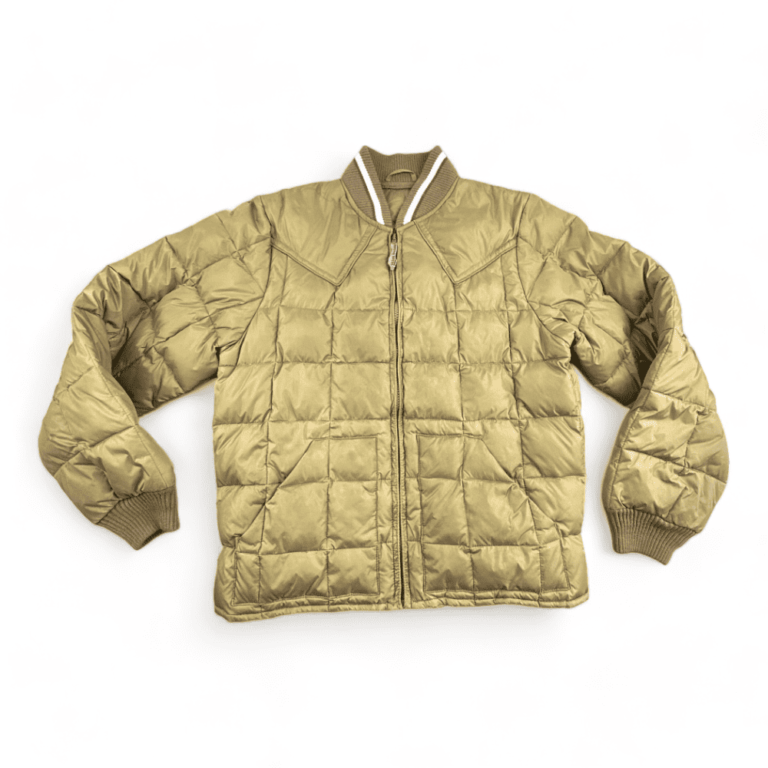 Vintage Rodeo West Puffer Jacket Goose Down 80s Quilted Gold Adult SMALL