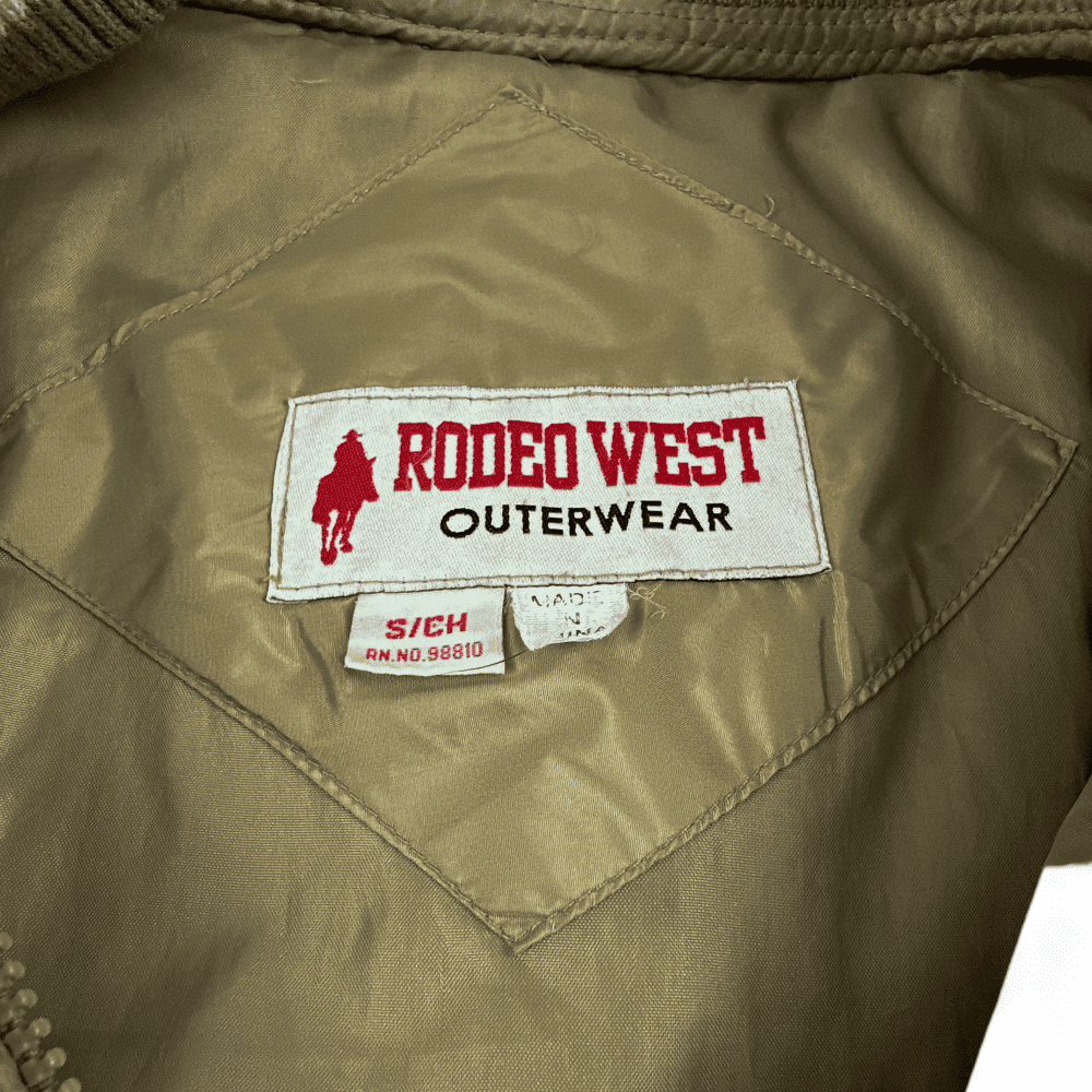 Vintage Rodeo West Puffer Jacket Goose Down 80s Quilted Gold Adult SMALL