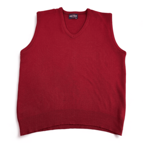 Vintage Pine State Sweater Vest 80s Burgundy V Neck Orlon Acrylic Adult MEDIUM