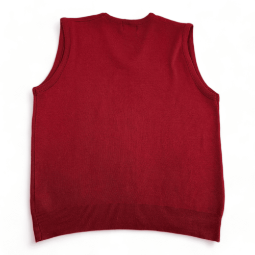 Vintage Pine State Sweater Vest 80s Burgundy V Neck Orlon Acrylic Adult MEDIUM