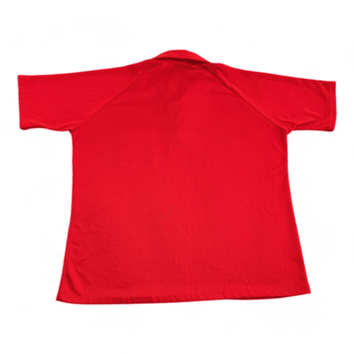 Vintage Disco Polo Shirt 70s Red Sparkle Check Adult LARGE
