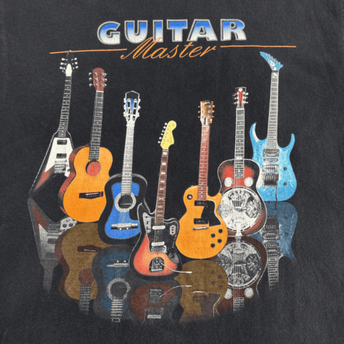 Vintage Guitar Master Shirt 90s Black Musician Electric Acoustic Player Adult MEDIUM