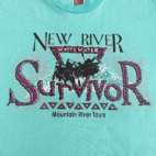 Vintage Whitewater Survivor Shirt 90s Green New River Rafting Mountain Tours Adult MEDIUM