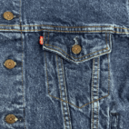 Vintage Levis Jean Jacket 80s Blue Dark Wash Type 3 Trucker Denim Adult LARGE