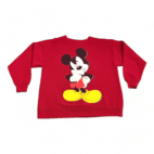 Vintage Disney Sweater 90s Red Mickey Mouse Sweatshirt Adult SMALL