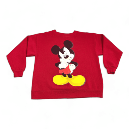 Vintage Disney Sweater 90s Red Mickey Mouse Sweatshirt Adult SMALL