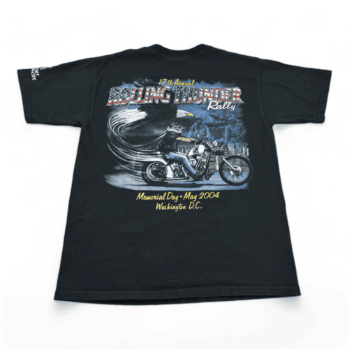Vintage Motorcycle Shirt 2004 Rolling Thunder Rally Black Adult LARGE
