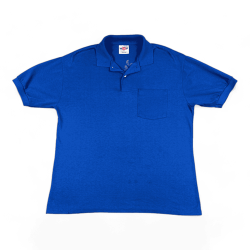 Vintage 80s Polo Shirt Blue Bar Tavern Workshirt CJs Club Adult MEDIUM