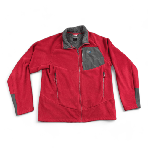 North Face Jacket Chimborazo Red Gray Sherpa Lined Adult LARGE