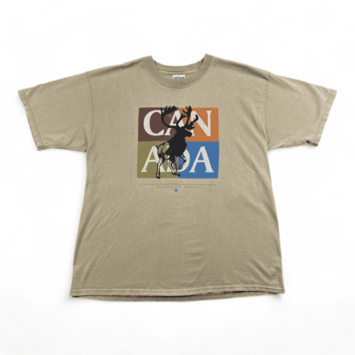 Vintage Canada Shirt 90s Preserve Our Wildlife Beige Adult EXTRA LARGE