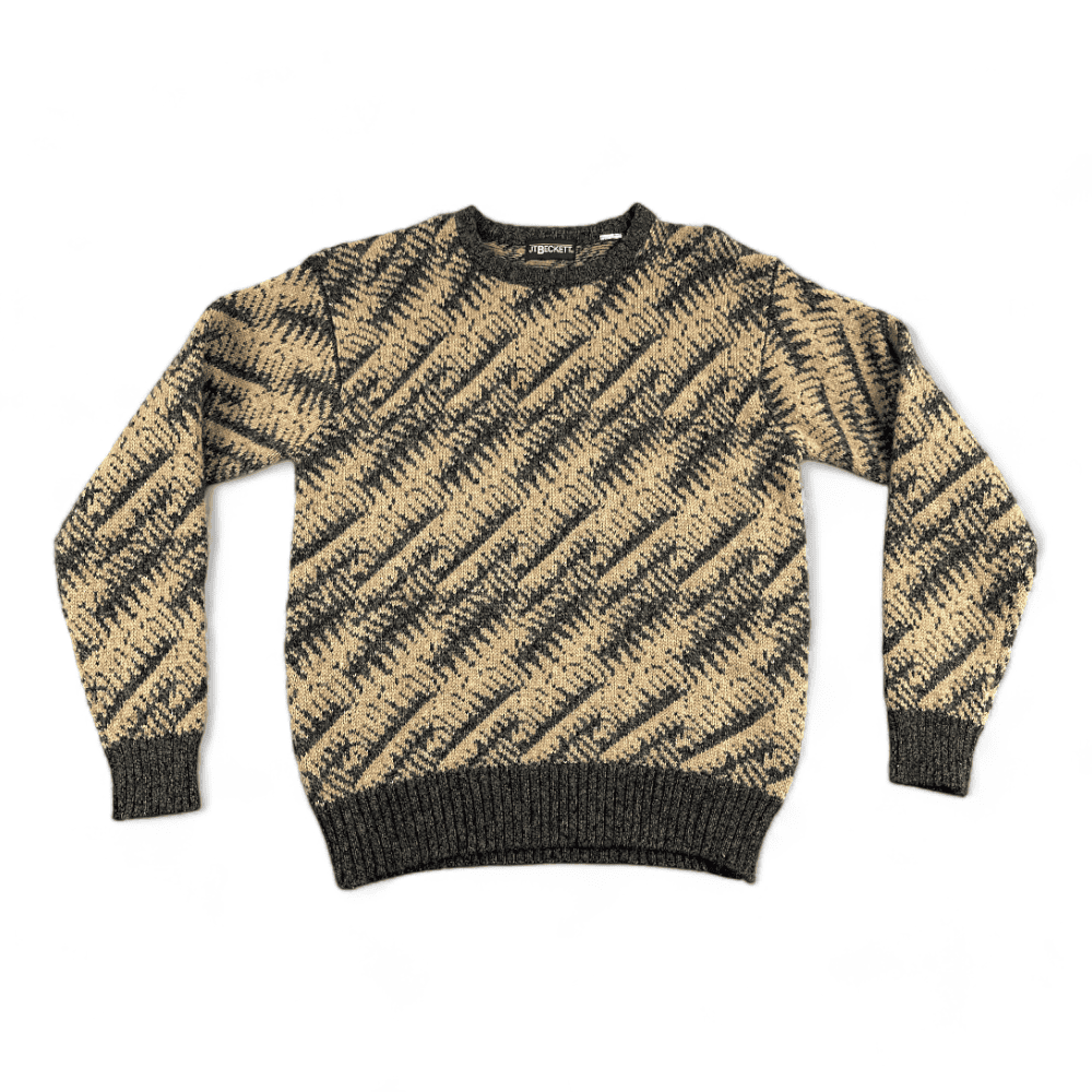 Vintage Abstract Sweater 90s Brown JT Beckett Adult MEDIUM-1 Vintage Abstract Sweater 90s Brown JT Beckett Adult MEDIUM