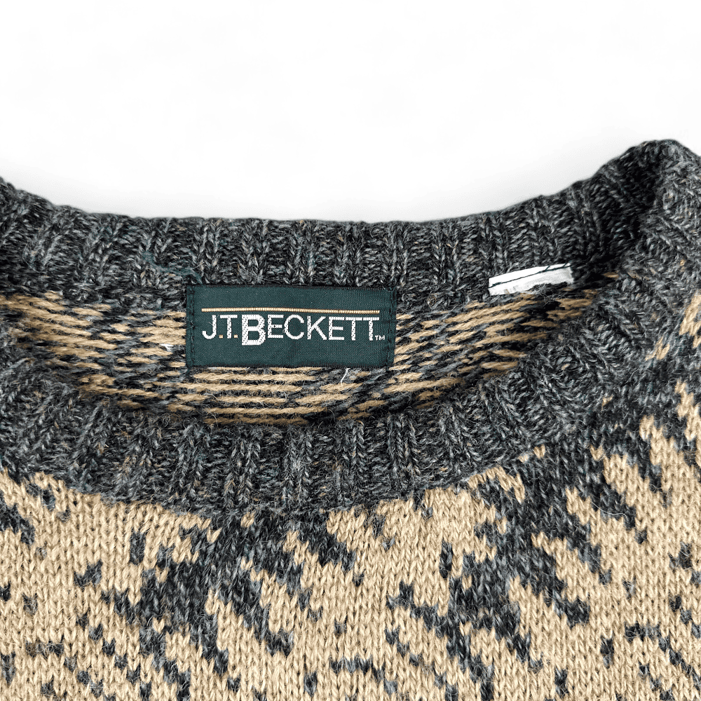 Vintage Abstract Sweater 90s Brown JT Beckett Adult MEDIUM-2 Vintage Abstract Sweater 90s Brown JT Beckett Adult MEDIUM