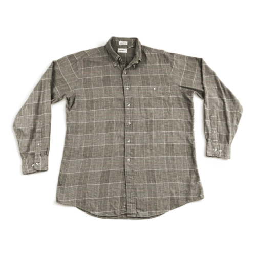 Vintage Saks Fifth Avenue Shirt Adult LARGE Brown Houndstooth Plaid Pocket 90s